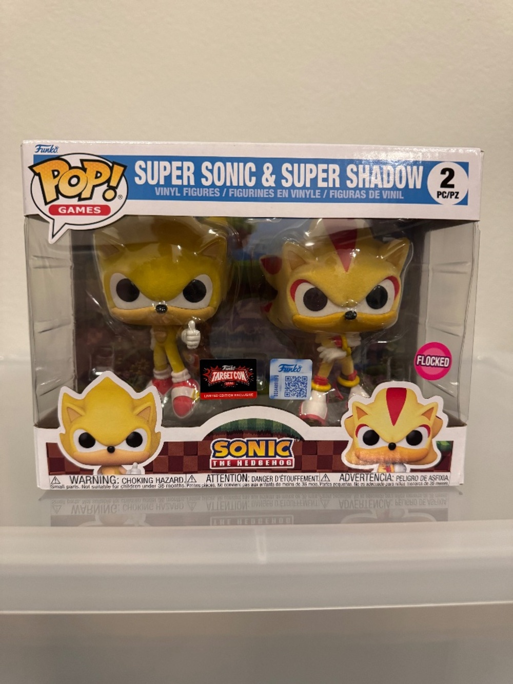 Funko Pop Super Sonic & Super Shadow Flocked 2-Pack TargetCon 2026
